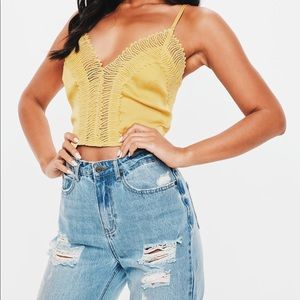 Yellow Applique Trim Bralette/Top